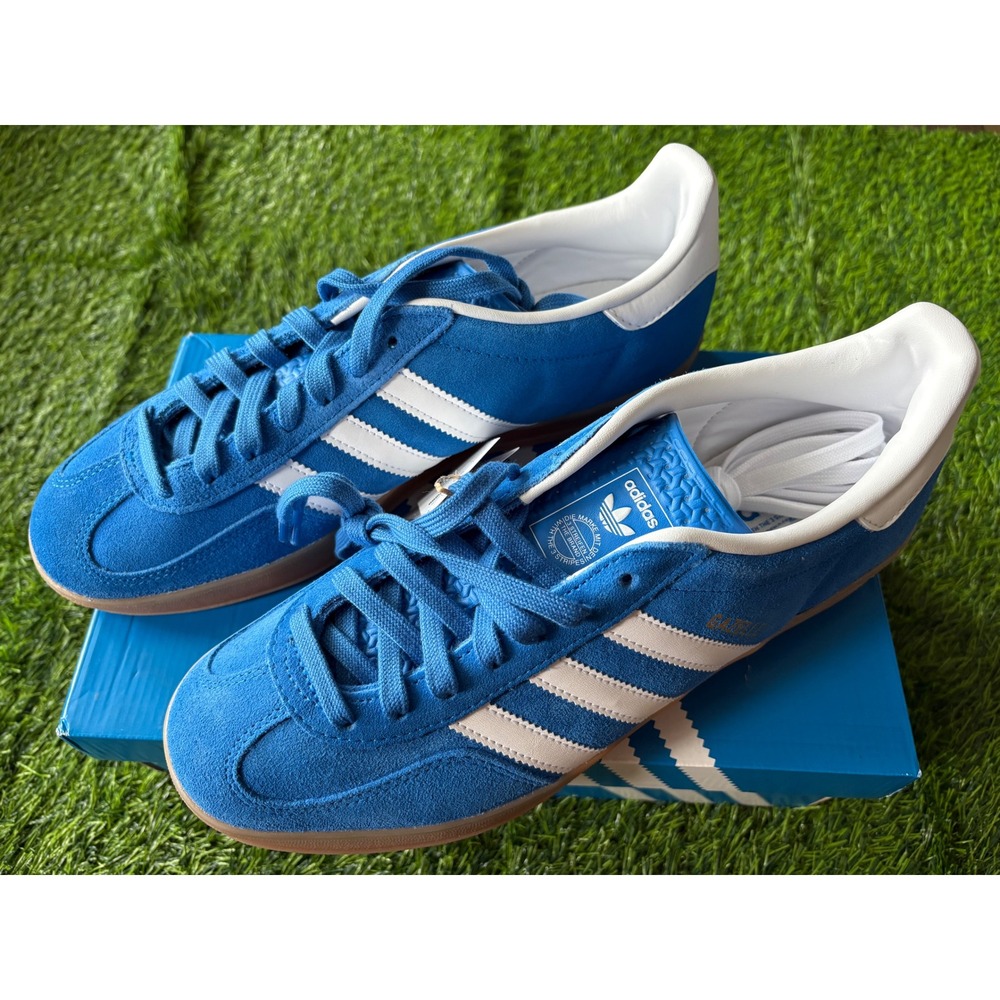 Adidas Gazelle Indoor Bluebird White Gum Suede Sneakers JI2061 Mens 10 Womens 11